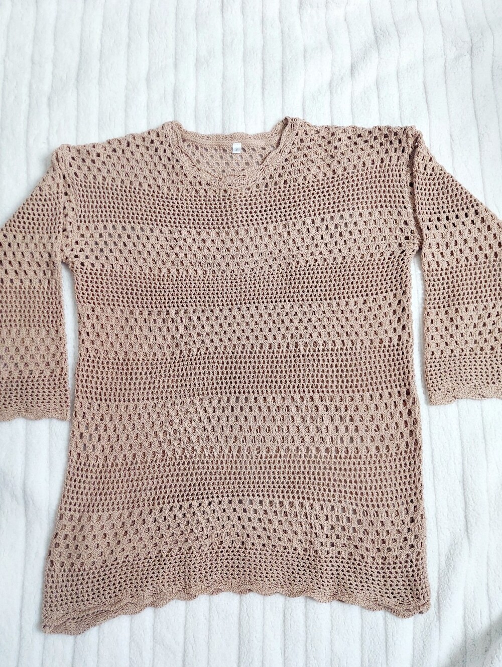 Crochet Tan Open-Knin Bathingsuit Cover Up Women Size S & L NWOT Vacation Travel